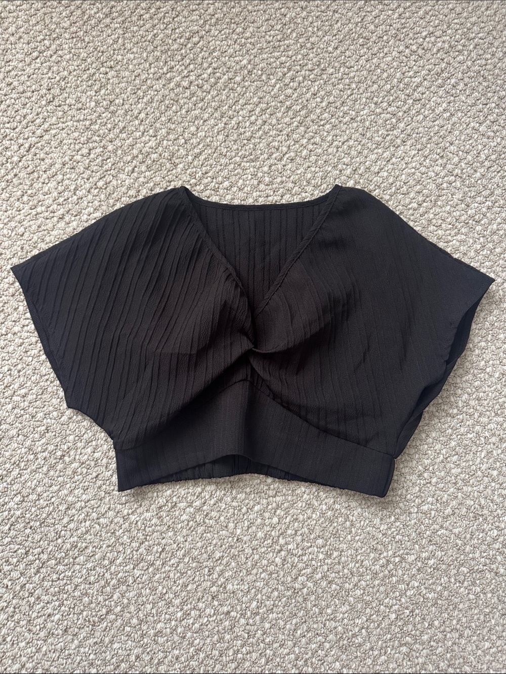 SHEIN Black Twist-Front V-Neck Crop Top